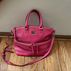 Dooney & Bourke Dillan double pocket satchel in dark pink